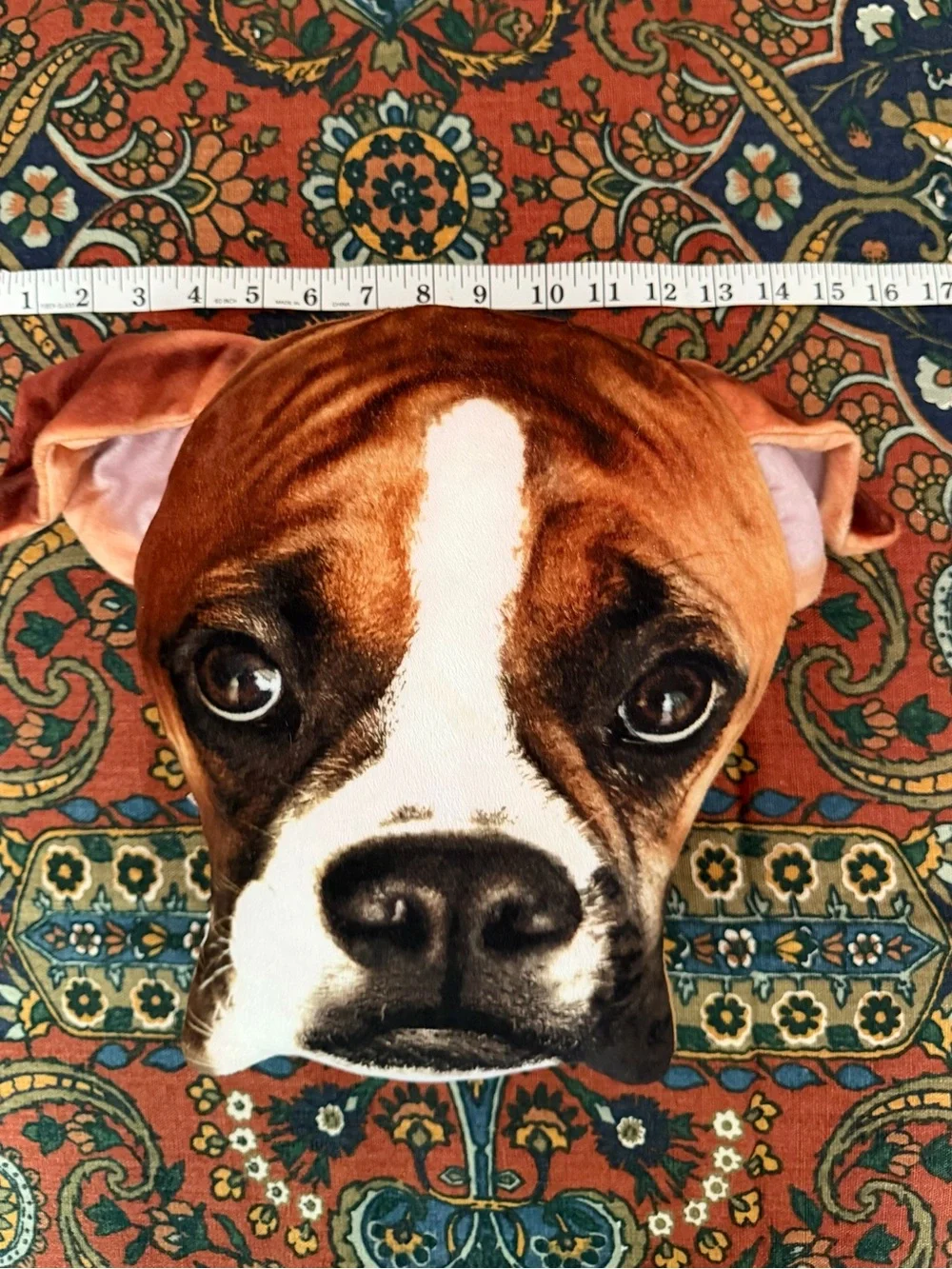 Boxer Dog face Plush Pillow in Brown and White - Brand Unknown
